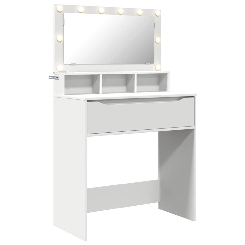 Produktbild för Sängrum Smyckesbord Vit 80 x 39,6 x 135 cm Konstruerat trä