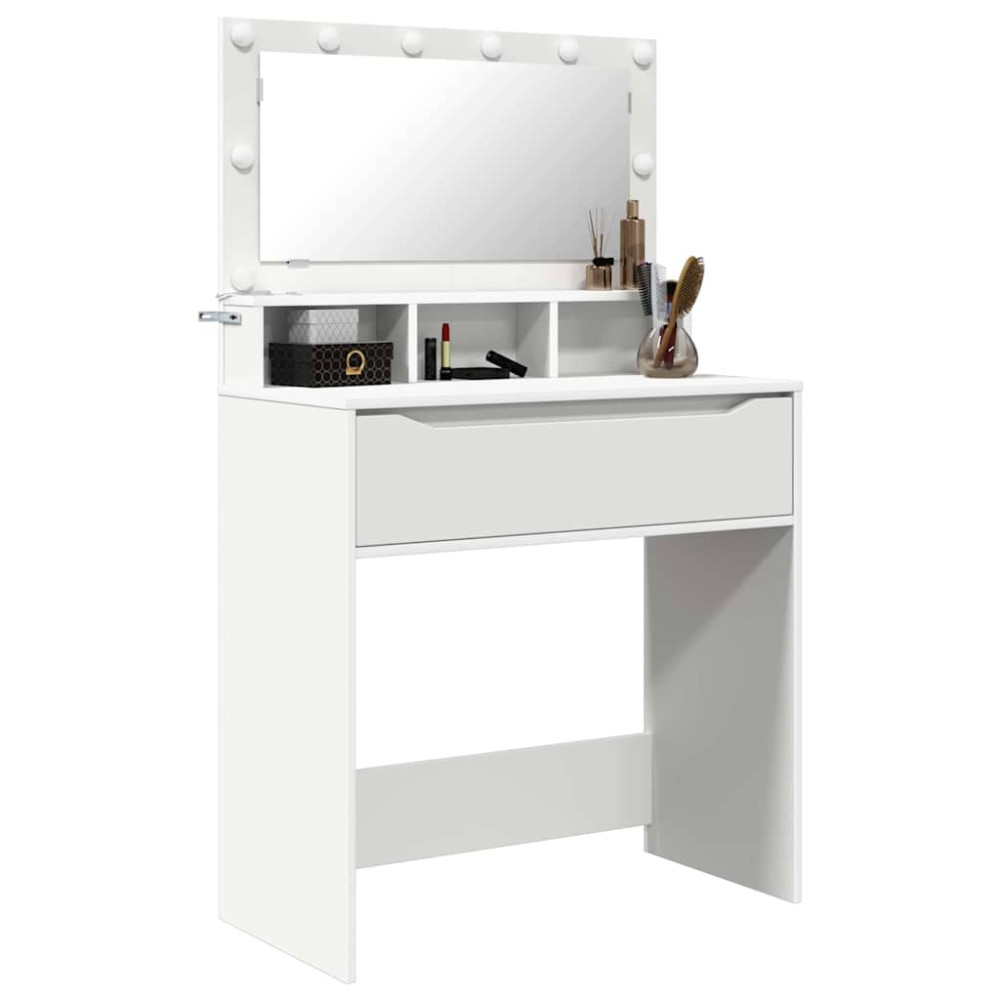 Produktbild för Sängrum Smyckesbord Vit 80 x 39,6 x 135 cm Konstruerat trä