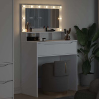 Produktbild för Sängrum Smyckesbord Vit 80 x 39,6 x 135 cm Konstruerat trä