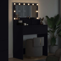 Produktbild för Sängrum Smyckesbord Svart 80 x 39,6 x 135 cm Konstruerat trä