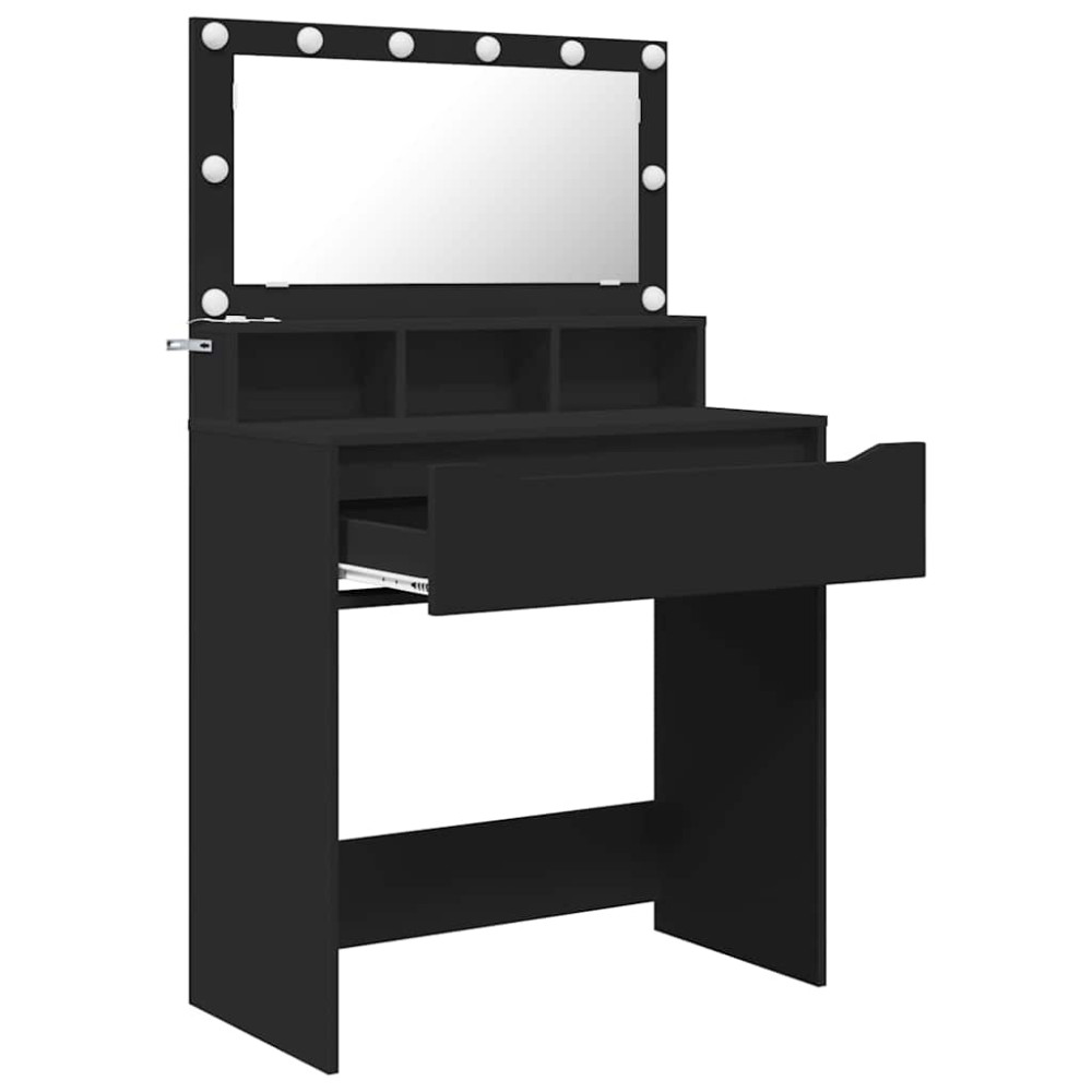Produktbild för Sängrum Smyckesbord Svart 80 x 39,6 x 135 cm Konstruerat trä