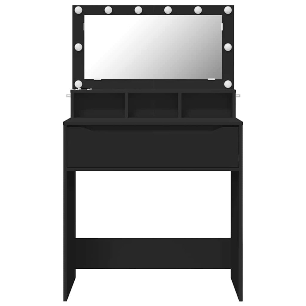 Produktbild för Sängrum Smyckesbord Svart 80 x 39,6 x 135 cm Konstruerat trä