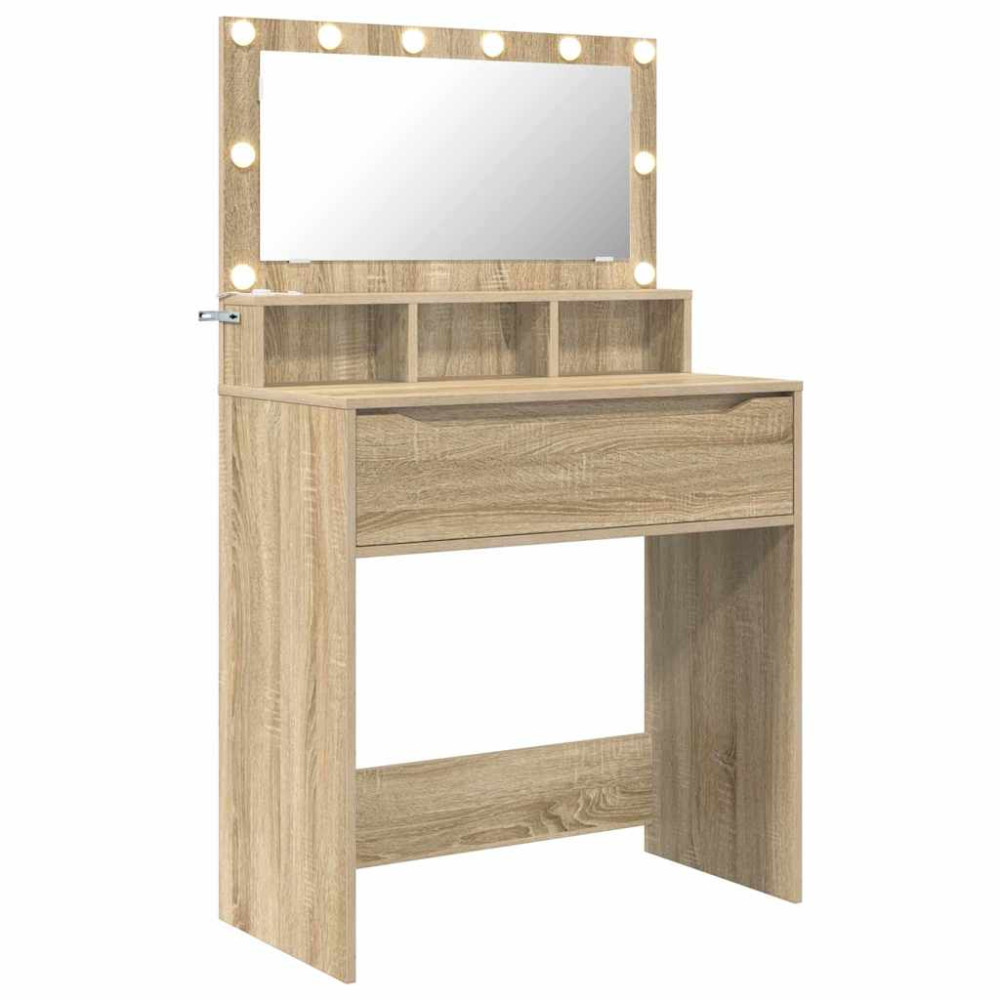Produktbild för Sängrum Smyckesbord med låda Sonoma-ek 80 x 39,6 x 135 cm