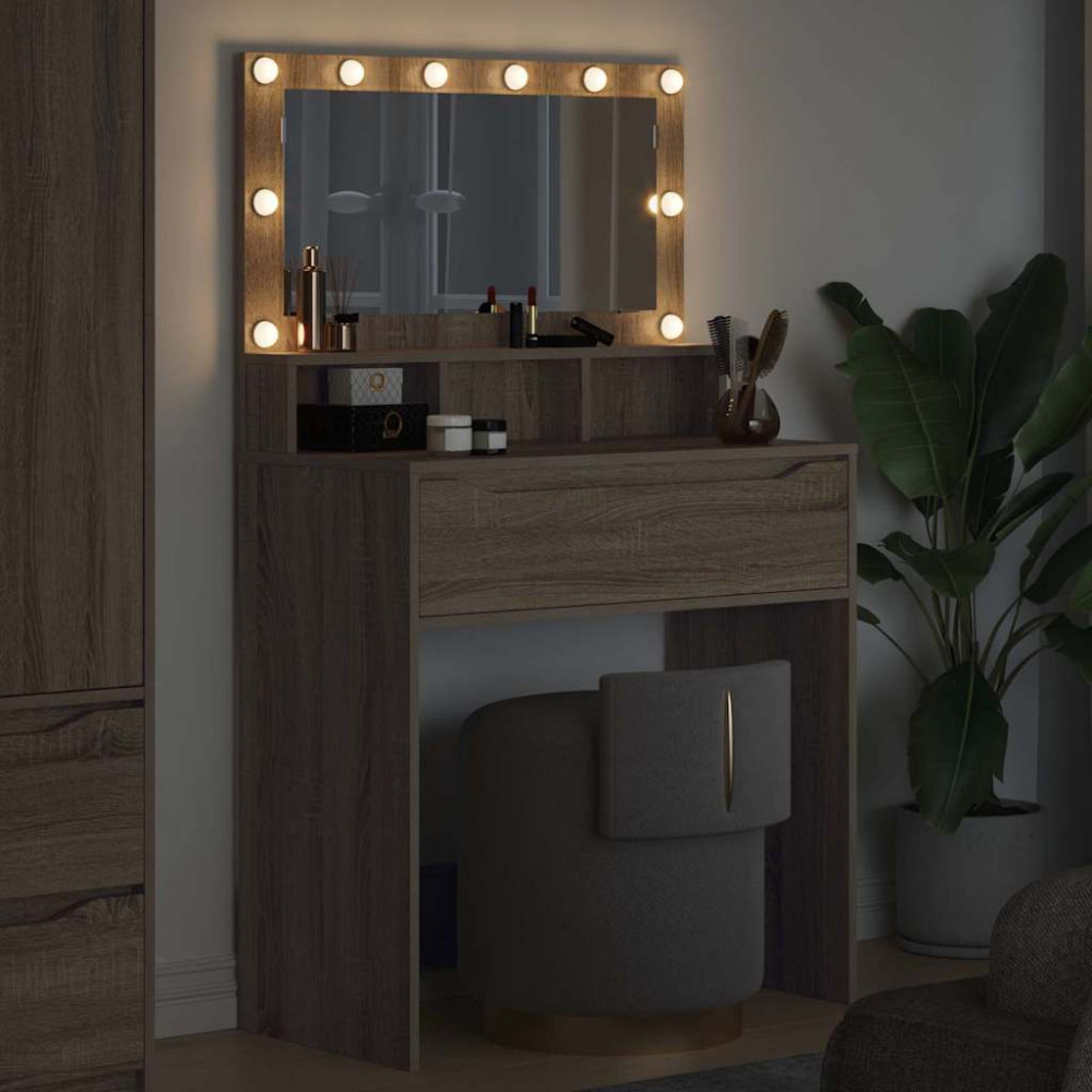 Produktbild för Sängrum Smyckesbord med låda Sonoma-ek 80 x 39,6 x 135 cm