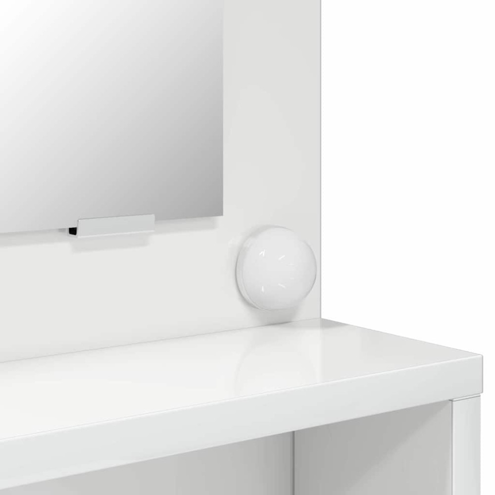 Produktbild för Sängrum Smyckesbord med låda Högblanka vita 80 x 39,6 x 135 cm