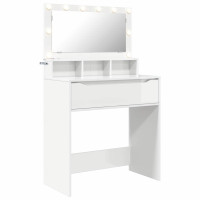 Produktbild för Sängrum Smyckesbord med låda Högblanka vita 80 x 39,6 x 135 cm