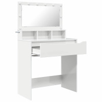 Produktbild för Sängrum Smyckesbord med låda Högblanka vita 80 x 39,6 x 135 cm