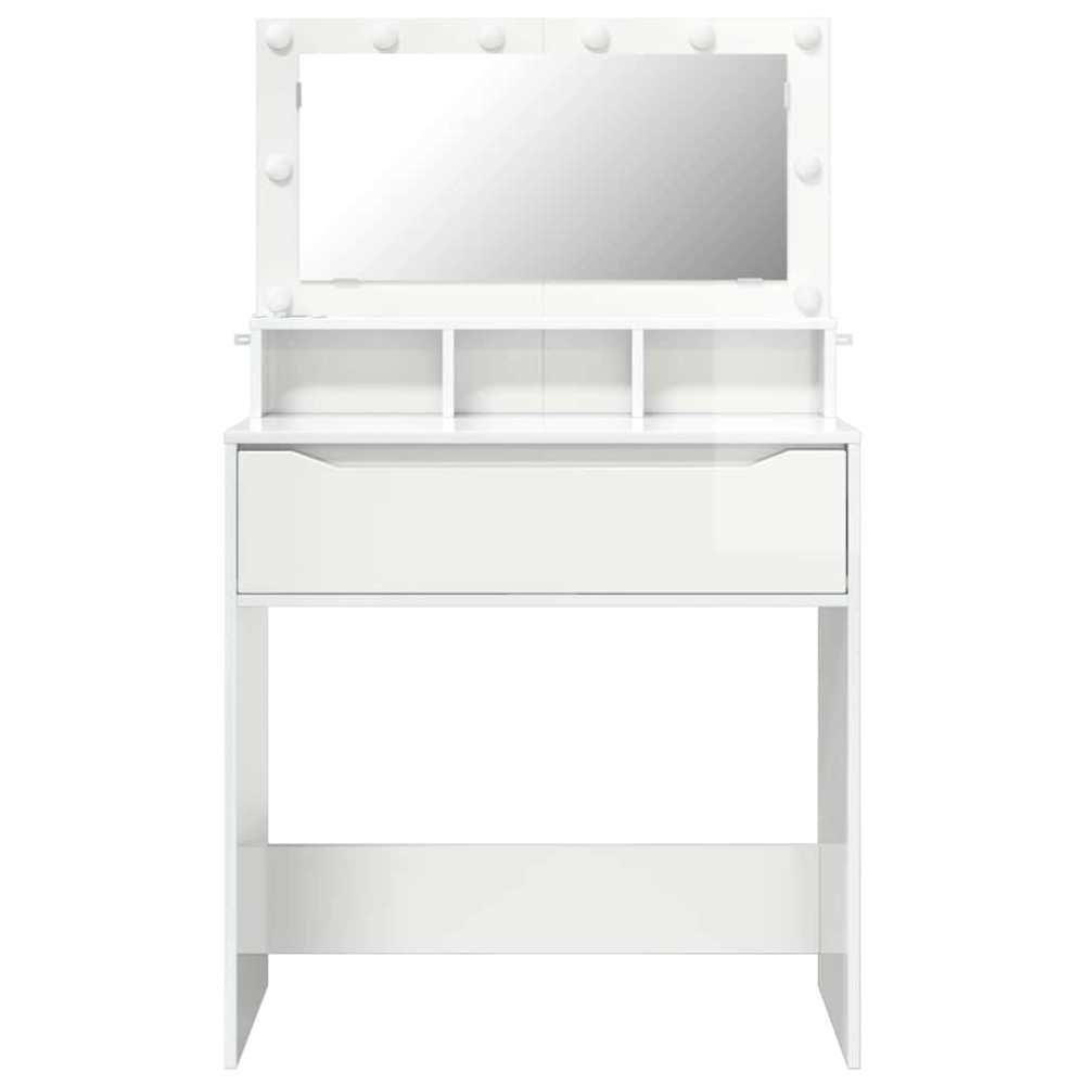 Produktbild för Sängrum Smyckesbord med låda Högblanka vita 80 x 39,6 x 135 cm