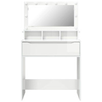 Produktbild för Sängrum Smyckesbord med låda Högblanka vita 80 x 39,6 x 135 cm