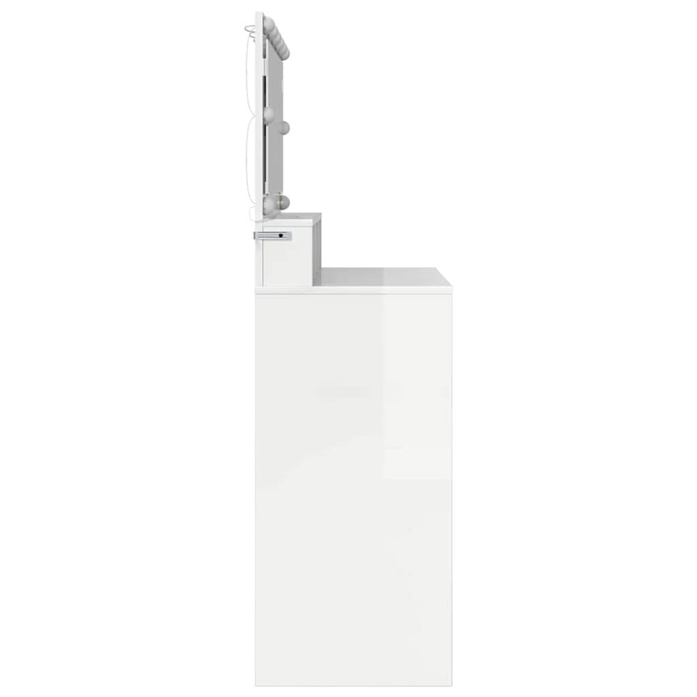 Produktbild för Sängrum Smyckesbord med låda Högblanka vita 80 x 39,6 x 135 cm