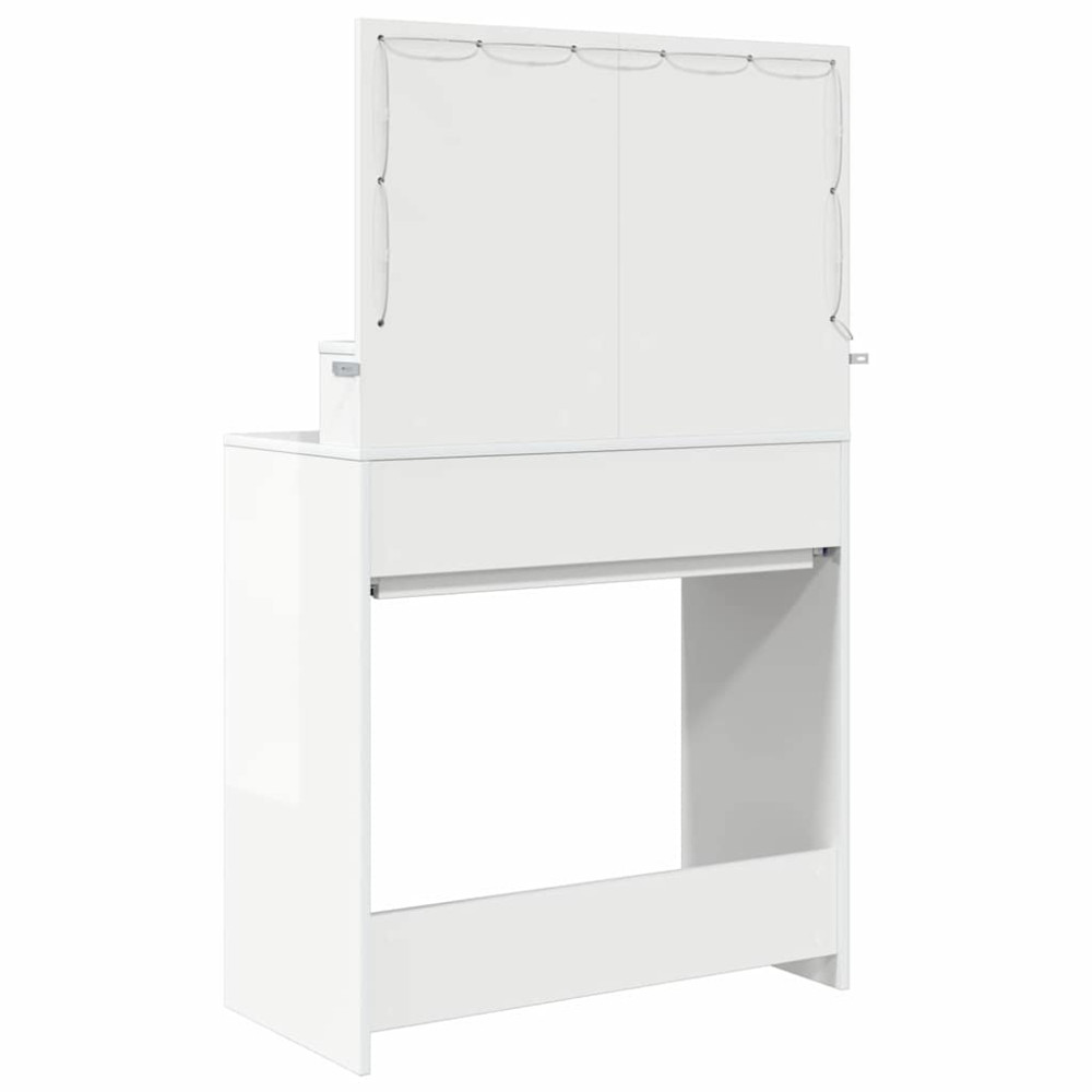 Produktbild för Sängrum Smyckesbord med låda Högblanka vita 80 x 39,6 x 135 cm