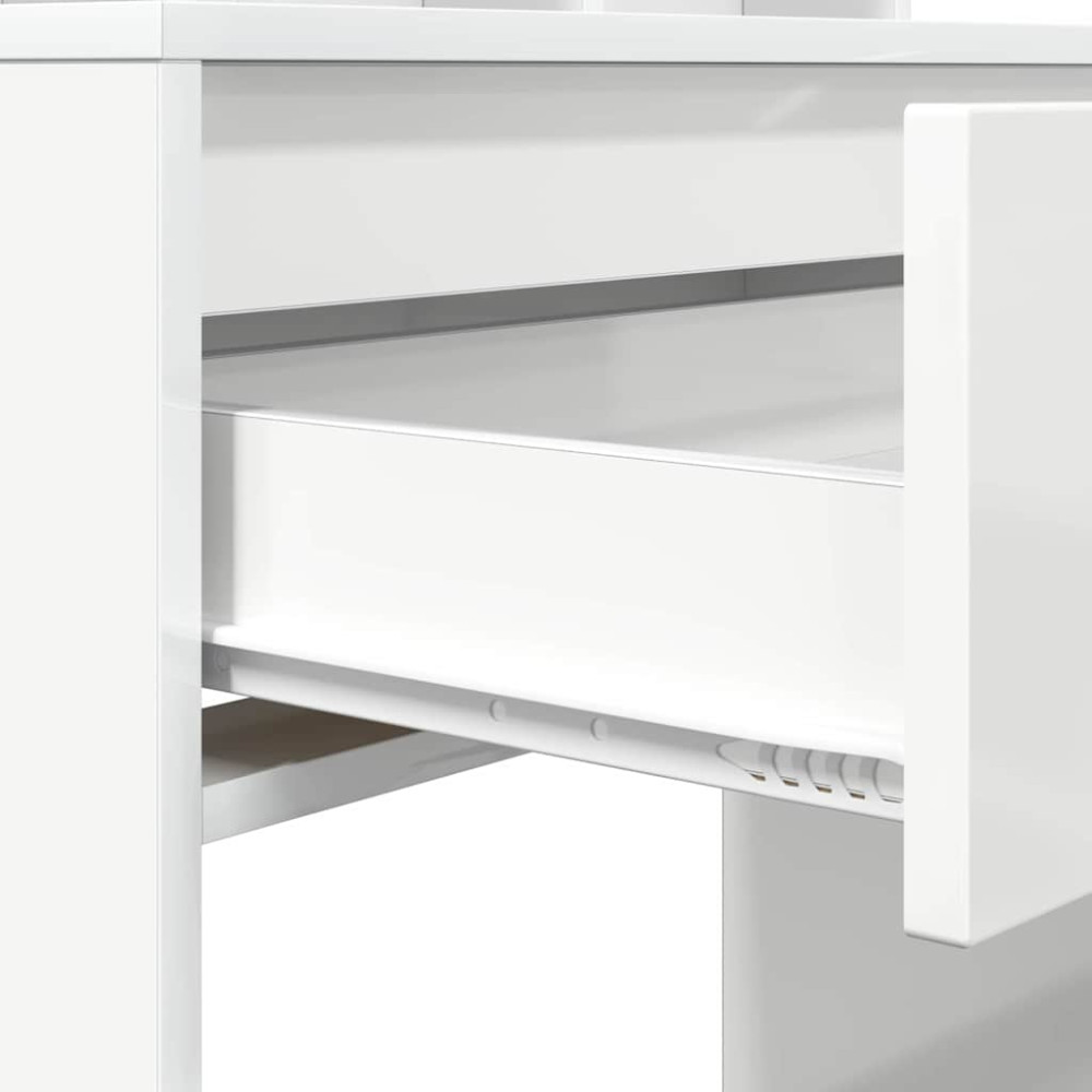 Produktbild för Sängrum Smyckesbord med låda Högblanka vita 80 x 39,6 x 135 cm