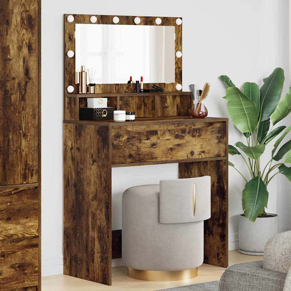 Produktbild för Sängrum Smyckesbord Rökt ek 80 x 39,6 x 135 cm Konstruerat trä