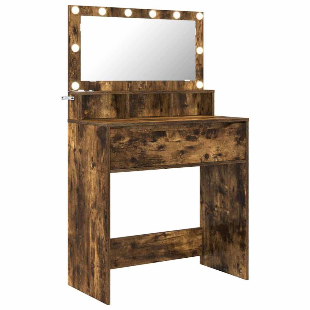 Produktbild för Sängrum Smyckesbord Rökt ek 80 x 39,6 x 135 cm Konstruerat trä