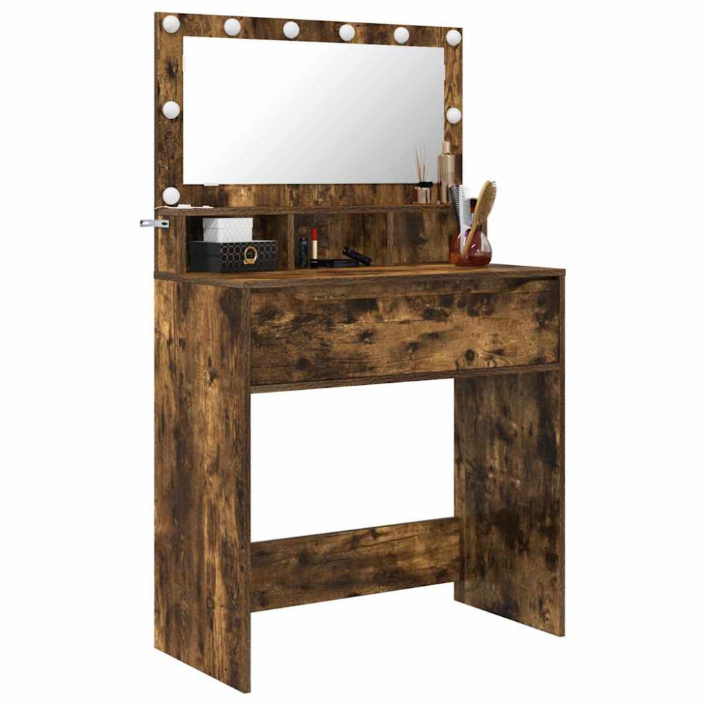 Produktbild för Sängrum Smyckesbord Rökt ek 80 x 39,6 x 135 cm Konstruerat trä