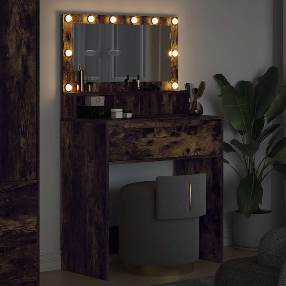 Produktbild för Sängrum Smyckesbord Rökt ek 80 x 39,6 x 135 cm Konstruerat trä