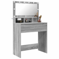Produktbild för Sängrum Smyckesbord med låda Grå Sonoma 80 x 39,6 x 135 cm