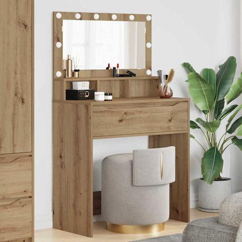 vidaXL Sängrum Smyckesbord med låda Artisan Ek 80 x 39,6 x 135 cm