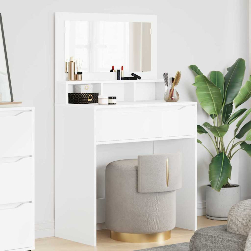 Produktbild för Sängrum Smyckesbord Vit 80 x 39,6 x 135 cm Konstruerat trä