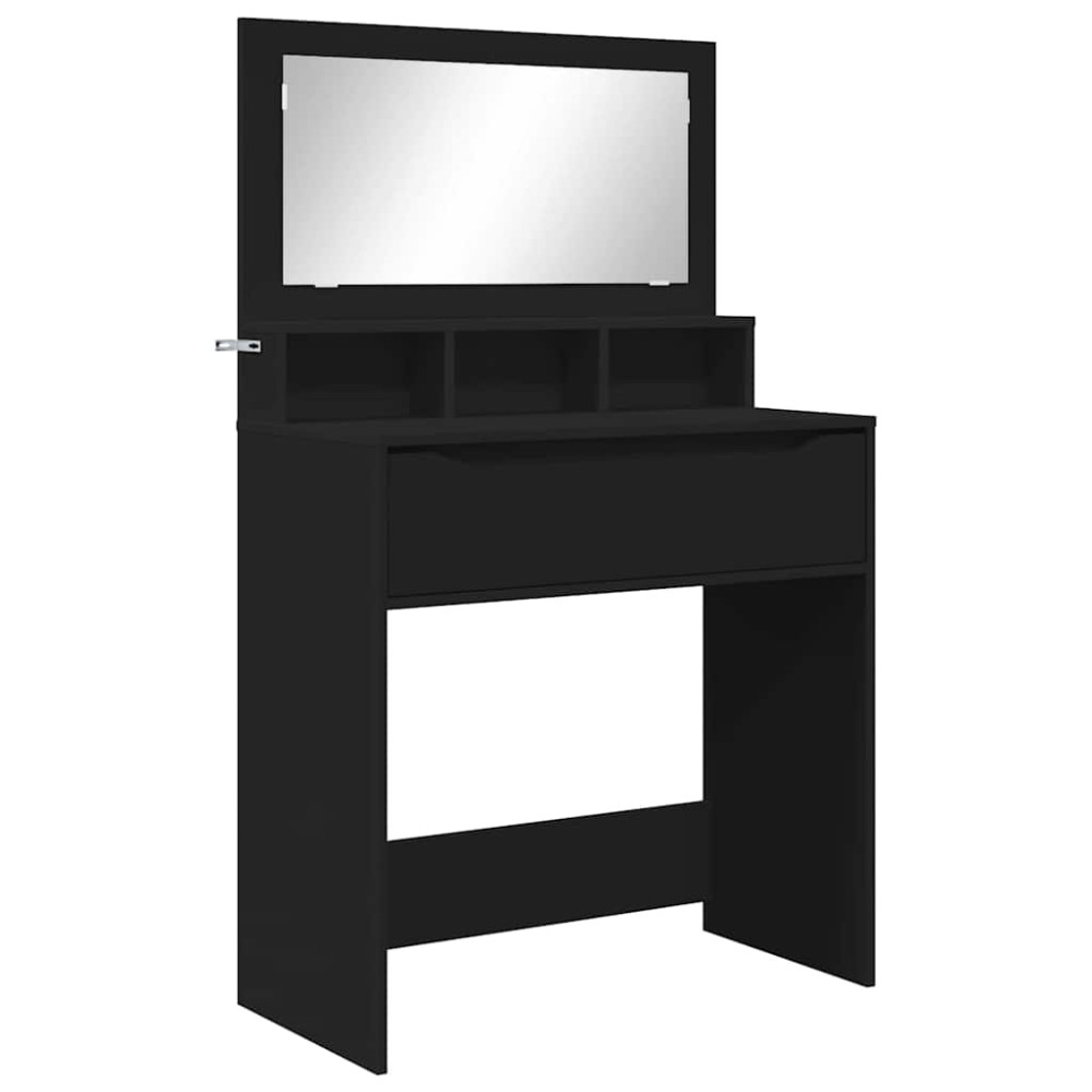 Produktbild för Sängrum Smyckesbord Svart 80 x 39,6 x 135 cm Konstruerat trä