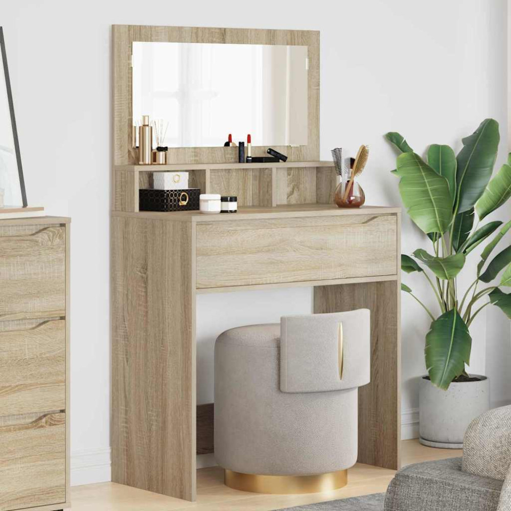 Produktbild för Sängrum Smyckesbord med låda Sonoma-ek 80 x 39,6 x 135 cm