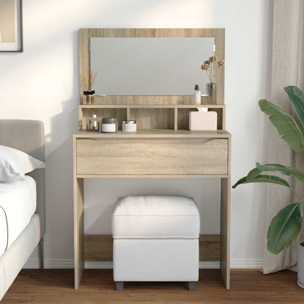 Produktbild för Sängrum Smyckesbord med låda Sonoma-ek 80 x 39,6 x 135 cm