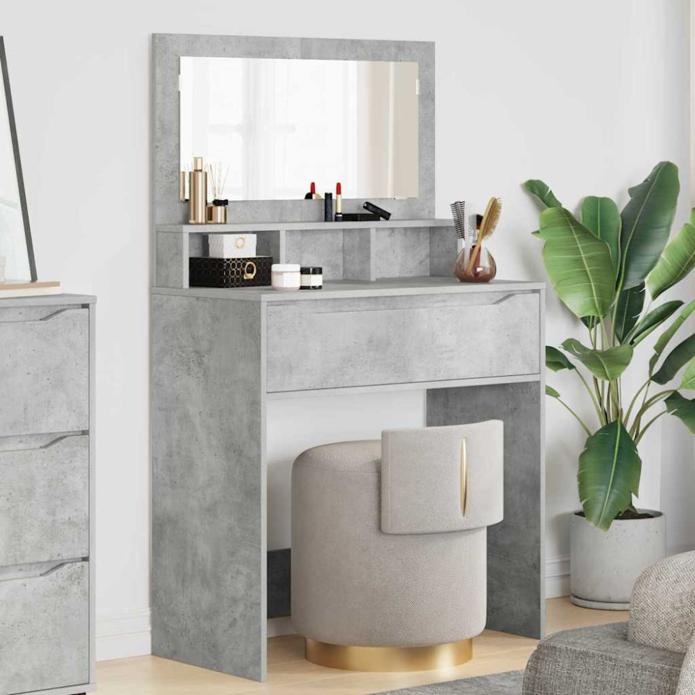 Produktbild för Sängrum Smyckesbord med låda Betonggrå 80 x 39,6 x 135 cm
