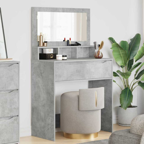 vidaXL Sängrum Smyckesbord med låda Betonggrå 80 x 39,6 x 135 cm