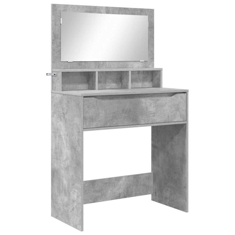 Produktbild för Sängrum Smyckesbord med låda Betonggrå 80 x 39,6 x 135 cm