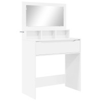 Produktbild för Sängrum Smyckesbord med låda Högblanka vita 80 x 39,6 x 135 cm