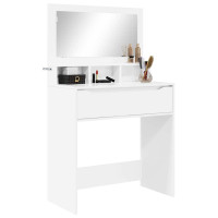 Produktbild för Sängrum Smyckesbord med låda Högblanka vita 80 x 39,6 x 135 cm