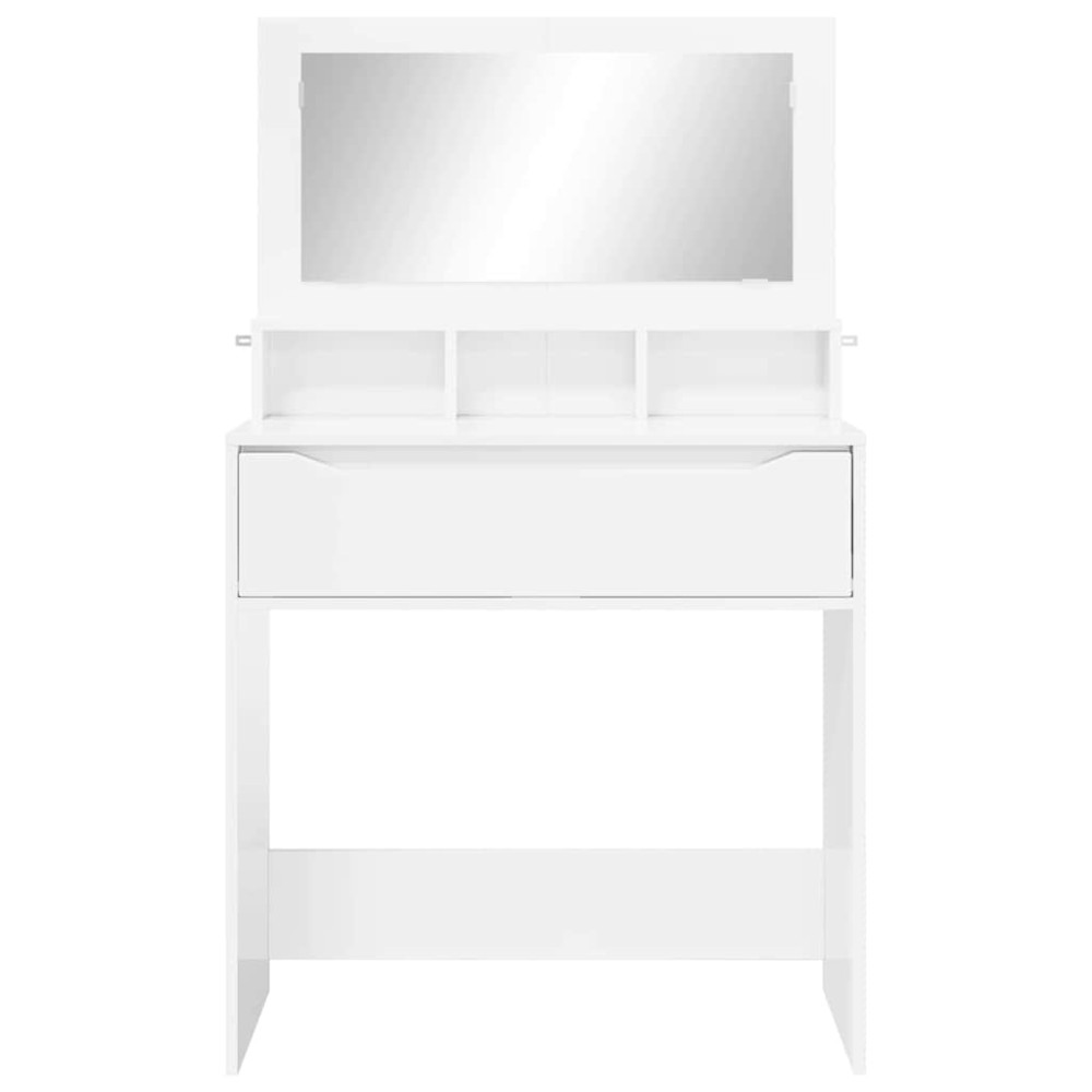 Produktbild för Sängrum Smyckesbord med låda Högblanka vita 80 x 39,6 x 135 cm