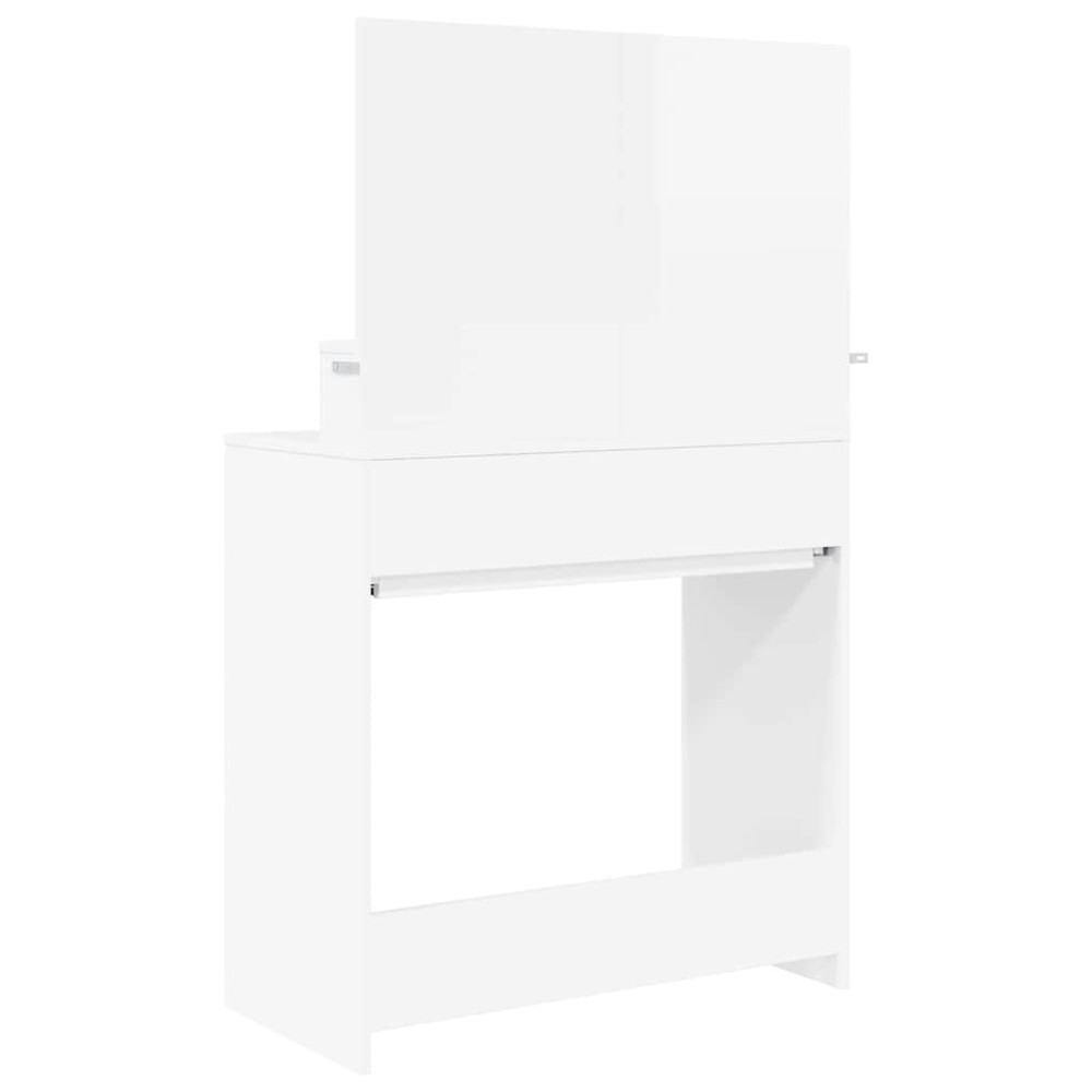 Produktbild för Sängrum Smyckesbord med låda Högblanka vita 80 x 39,6 x 135 cm