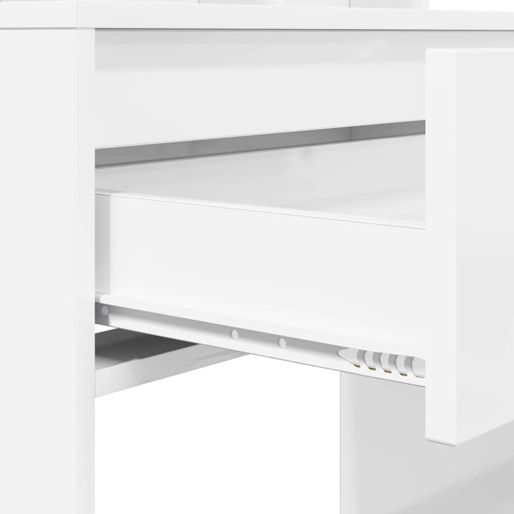 Produktbild för Sängrum Smyckesbord med låda Högblanka vita 80 x 39,6 x 135 cm