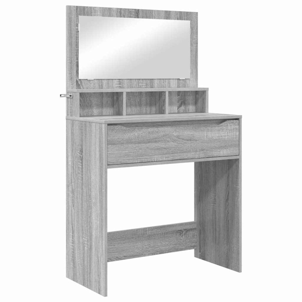 Produktbild för Sängrum Smyckesbord med låda Grå Sonoma 80 x 39,6 x 135 cm