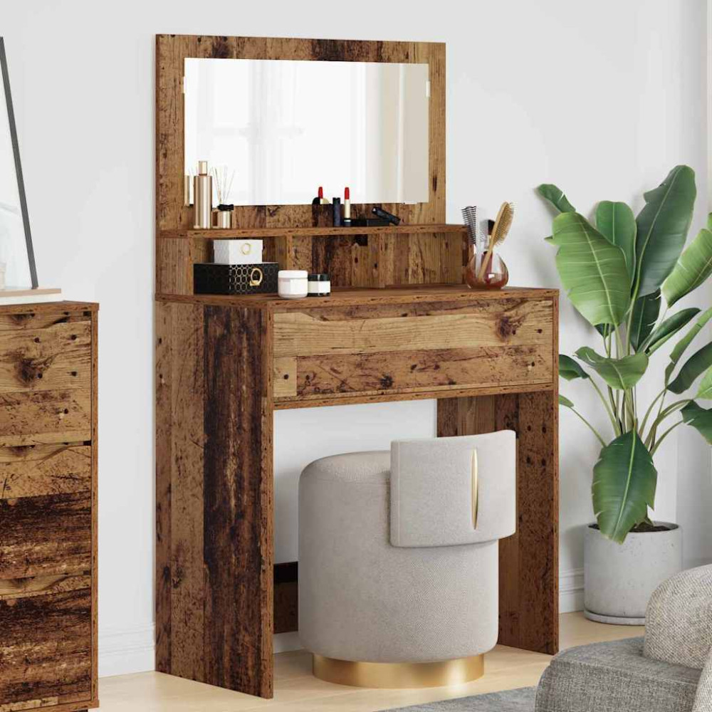 Produktbild för Sängrum Smyckesbord med låda Gammalt trä 80 x 39,6 x 135 cm