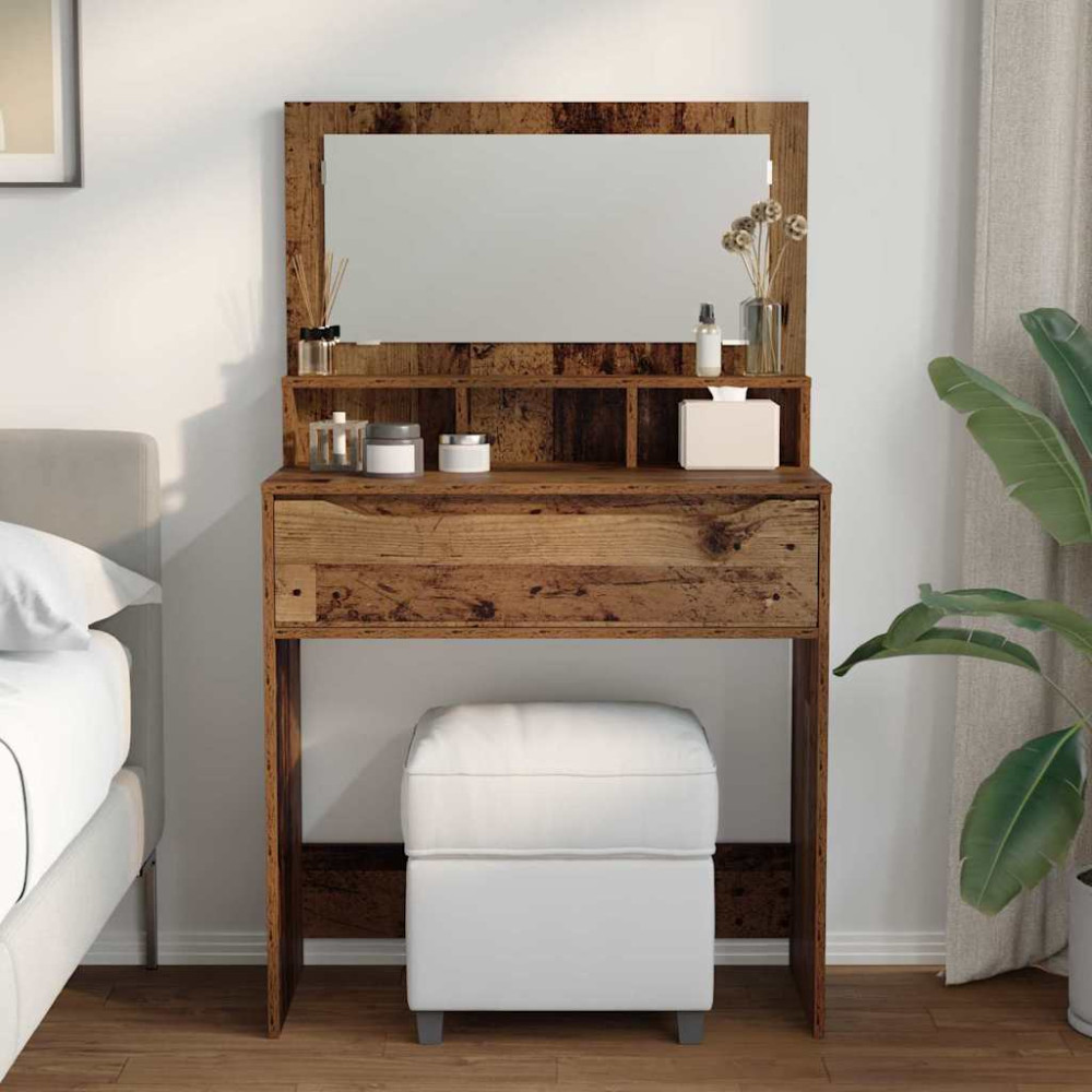 Produktbild för Sängrum Smyckesbord med låda Gammalt trä 80 x 39,6 x 135 cm