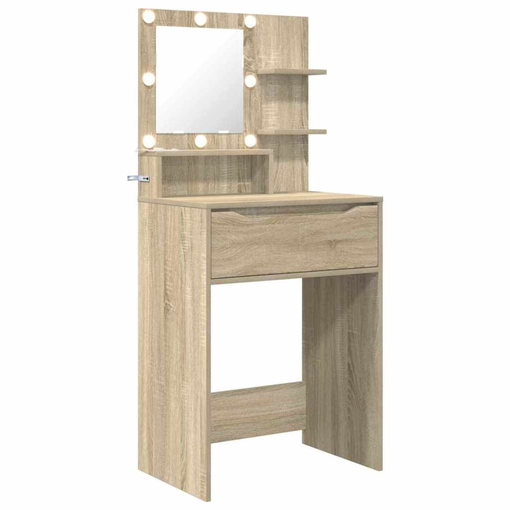 Produktbild för Sängrum Smyckesbord med låda Sonoma-ek 80 x 39,6 x 135 cm