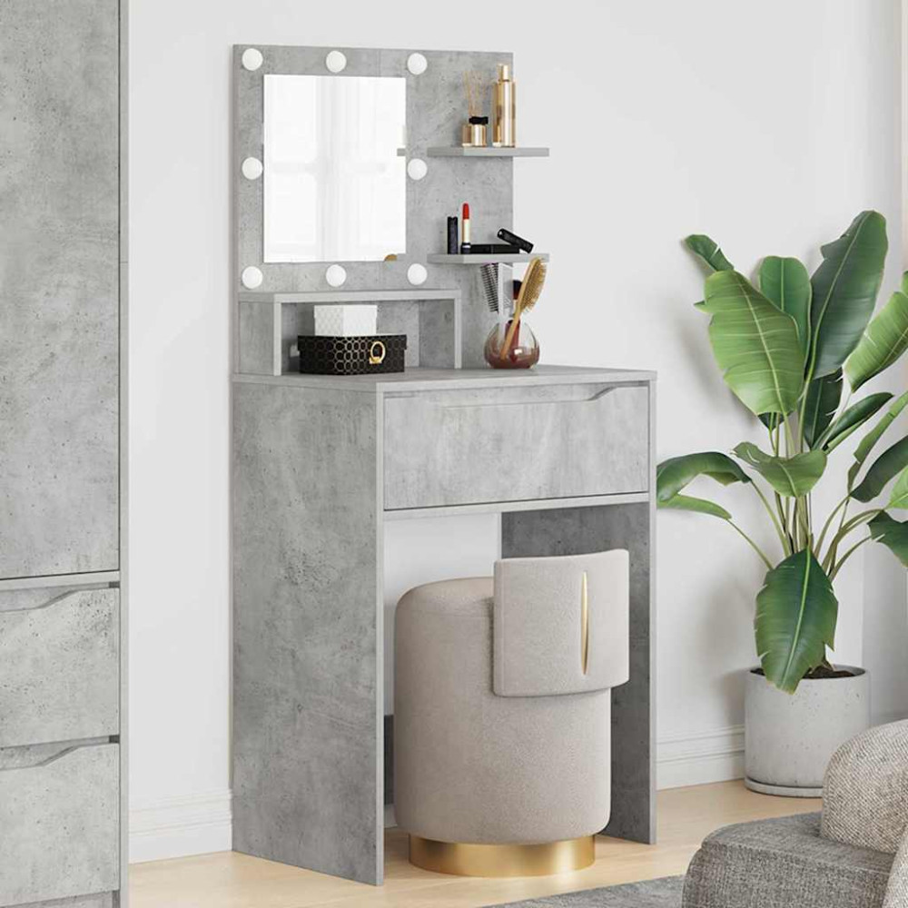 Produktbild för Sängrum Smyckesbord med låda Betonggrå 80 x 39,6 x 135 cm