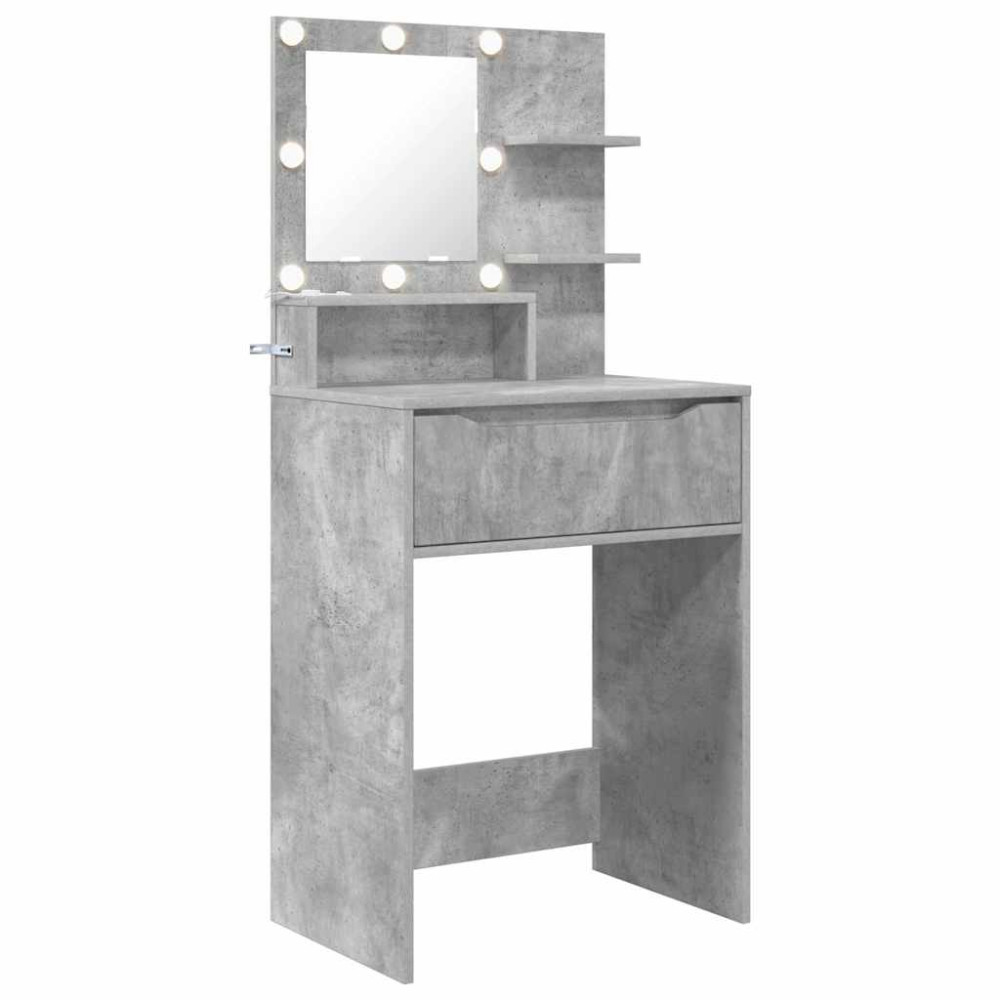 Produktbild för Sängrum Smyckesbord med låda Betonggrå 80 x 39,6 x 135 cm