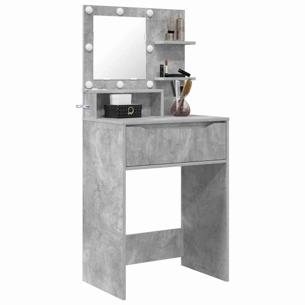 Produktbild för Sängrum Smyckesbord med låda Betonggrå 80 x 39,6 x 135 cm