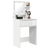 Produktbild för Sängrum Smyckesbord med låda Högblanka vita 80 x 39,6 x 135 cm