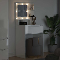 Produktbild för Sängrum Smyckesbord med låda Högblanka vita 80 x 39,6 x 135 cm
