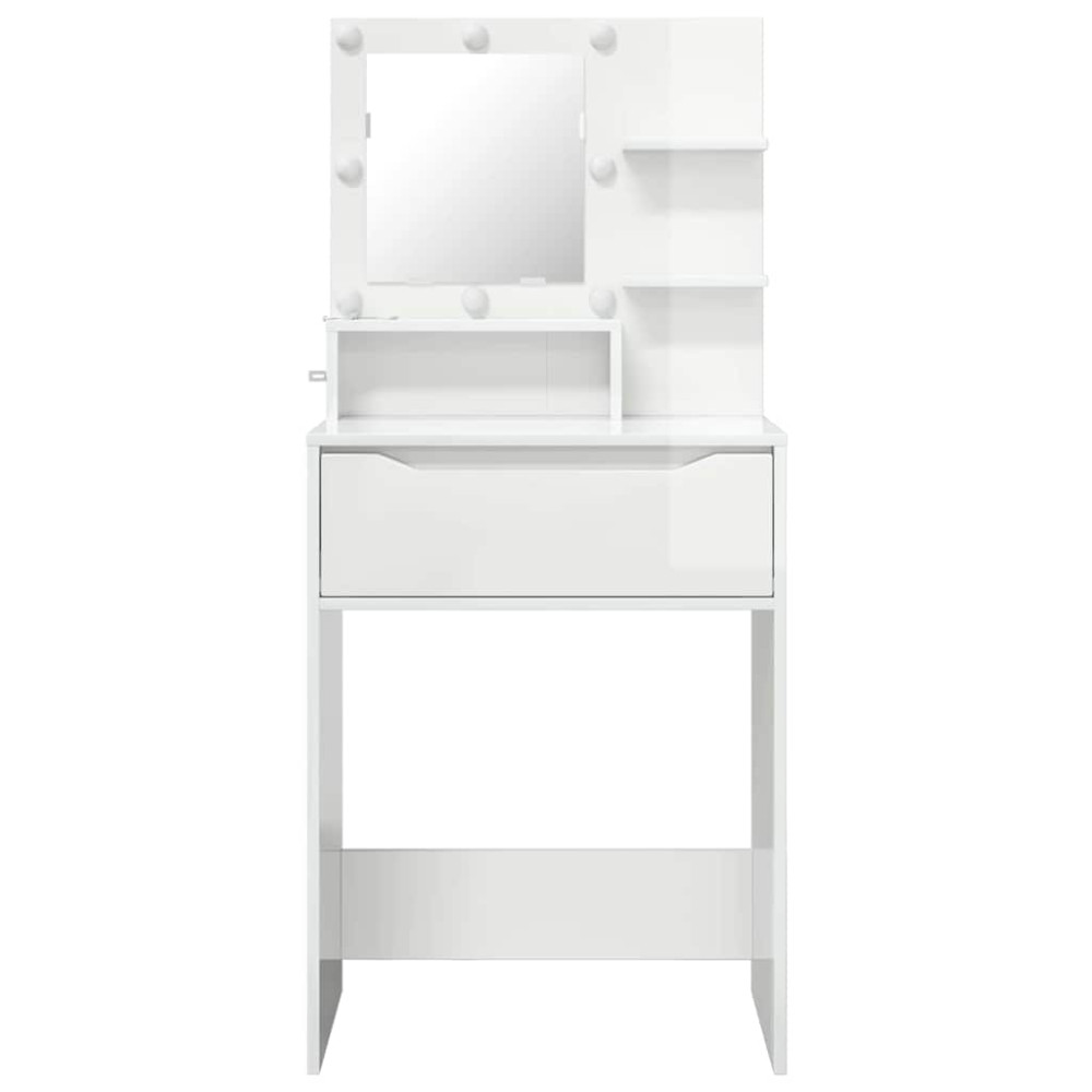 Produktbild för Sängrum Smyckesbord med låda Högblanka vita 80 x 39,6 x 135 cm