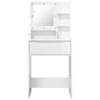 Produktbild för Sängrum Smyckesbord med låda Högblanka vita 80 x 39,6 x 135 cm