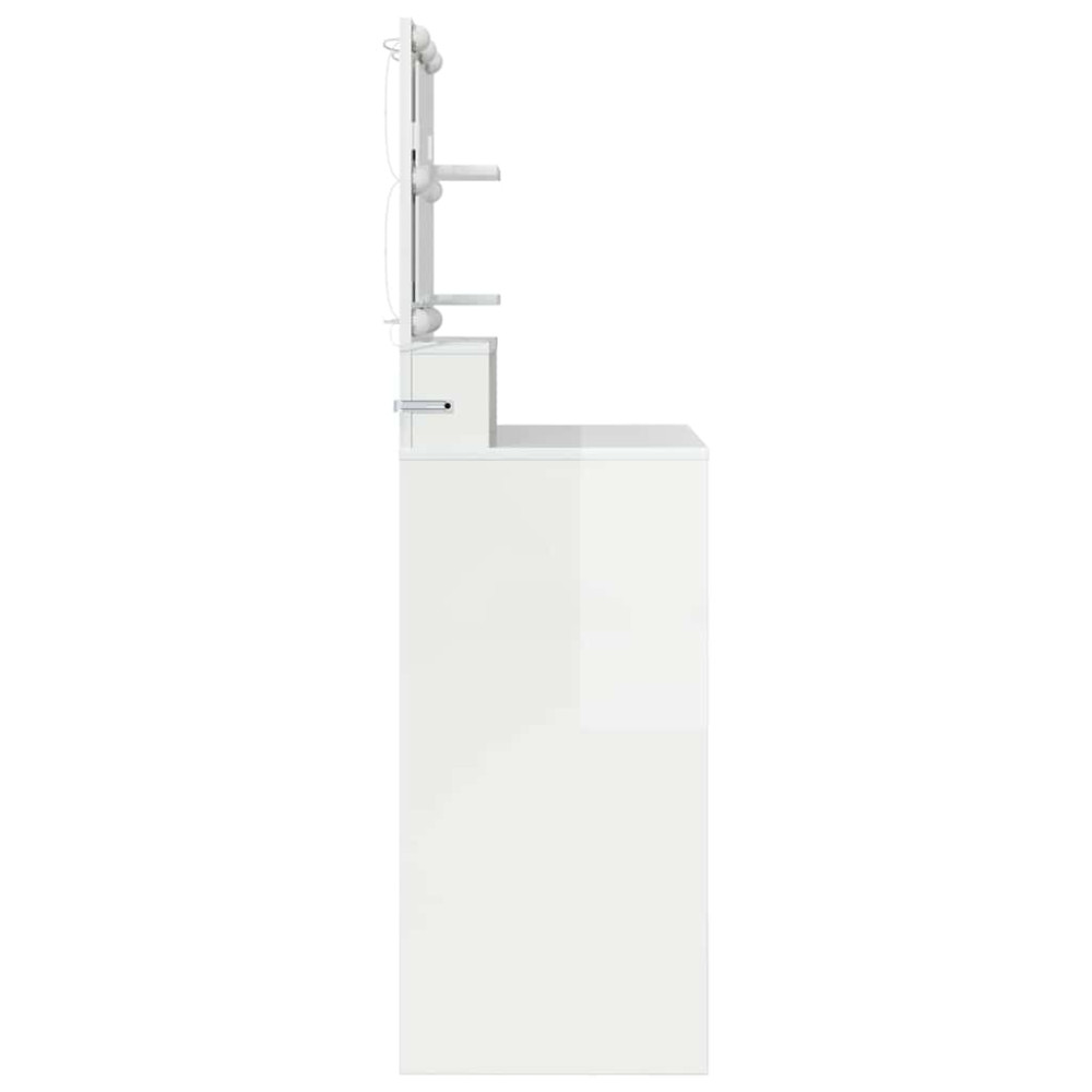 Produktbild för Sängrum Smyckesbord med låda Högblanka vita 80 x 39,6 x 135 cm