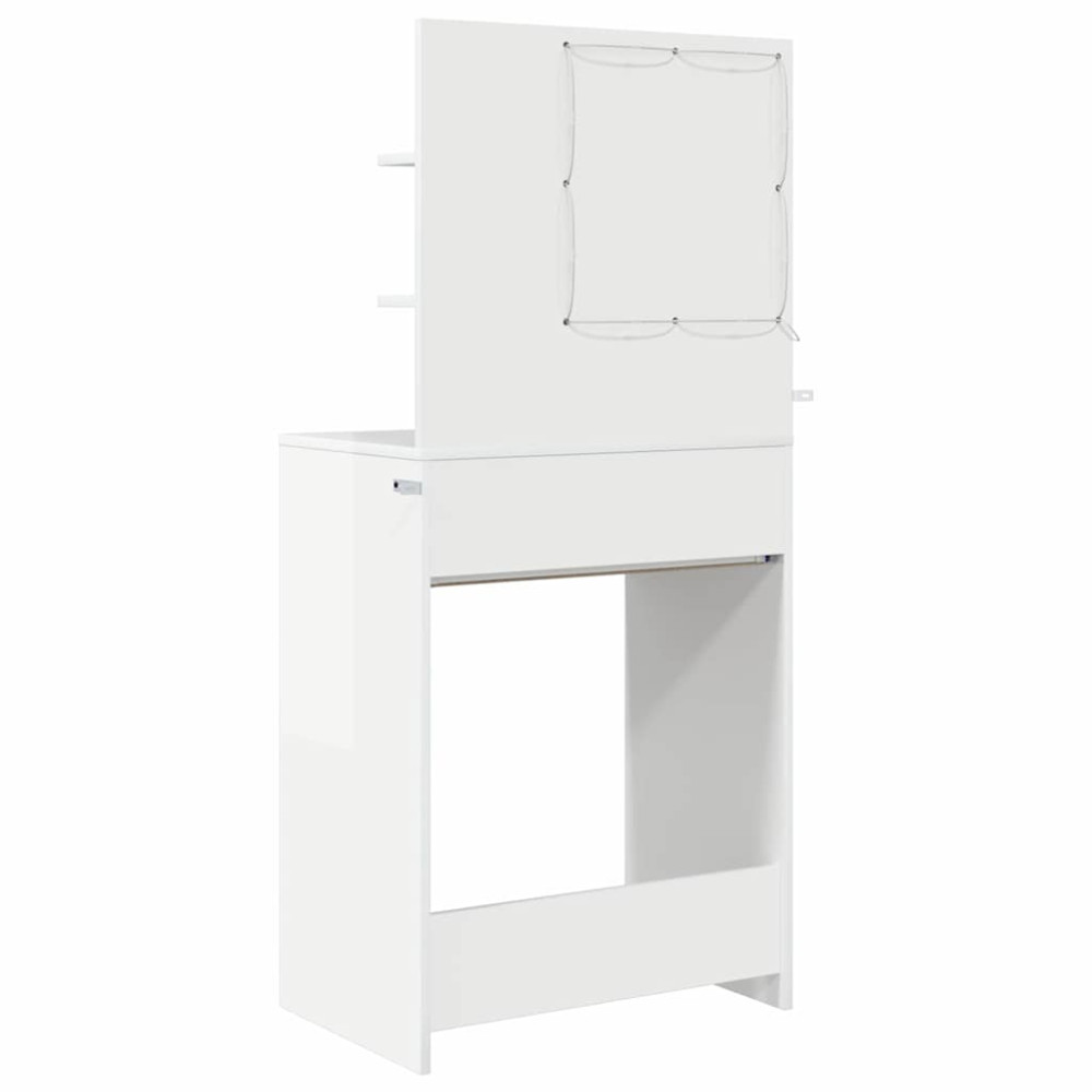 Produktbild för Sängrum Smyckesbord med låda Högblanka vita 80 x 39,6 x 135 cm