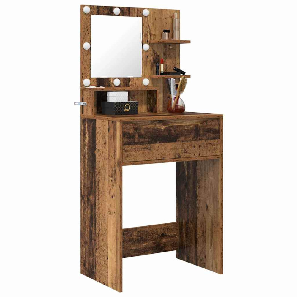 Produktbild för Sängrum Smyckesbord med låda Gammalt trä 80 x 39,6 x 135 cm