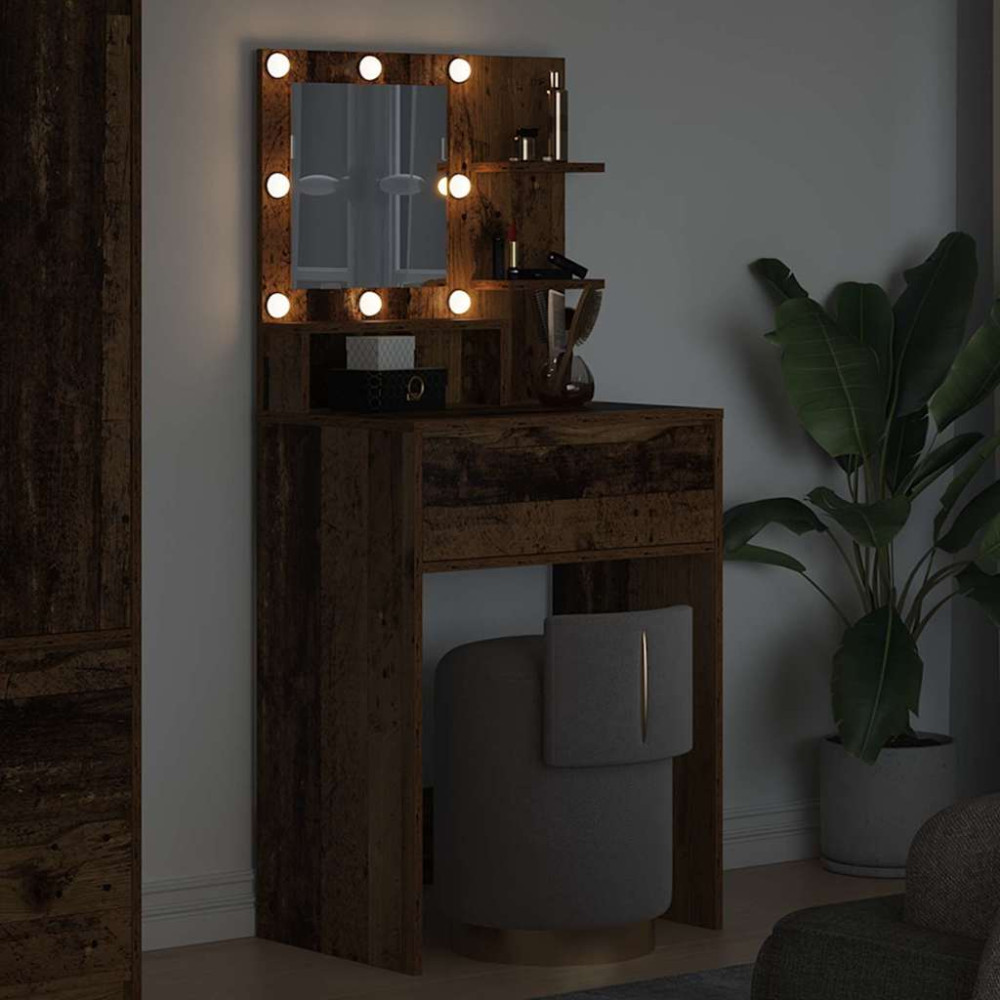Produktbild för Sängrum Smyckesbord med låda Gammalt trä 80 x 39,6 x 135 cm