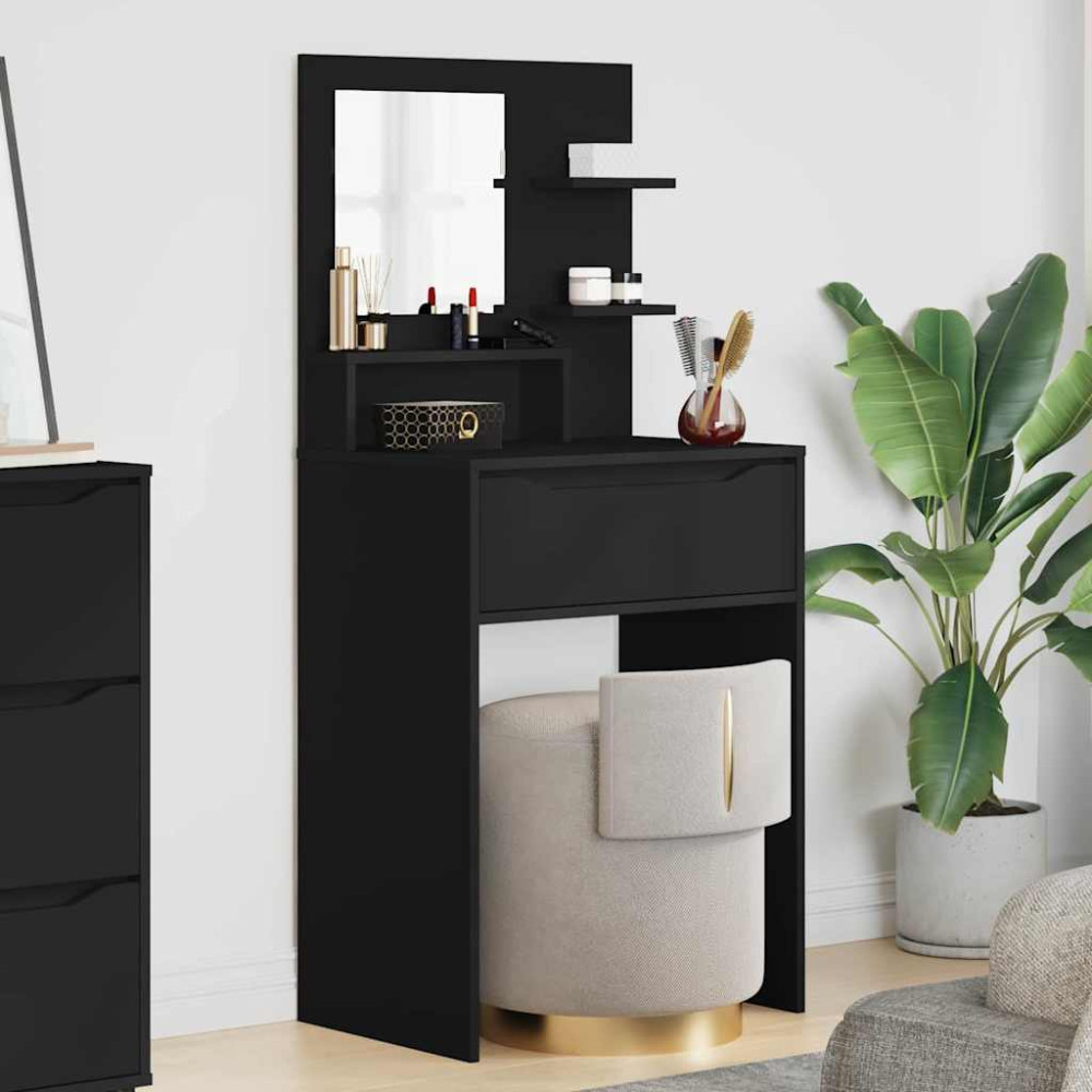 Produktbild för Sängrum Smyckesbord Svart 80 x 39,6 x 135 cm Konstruerat trä